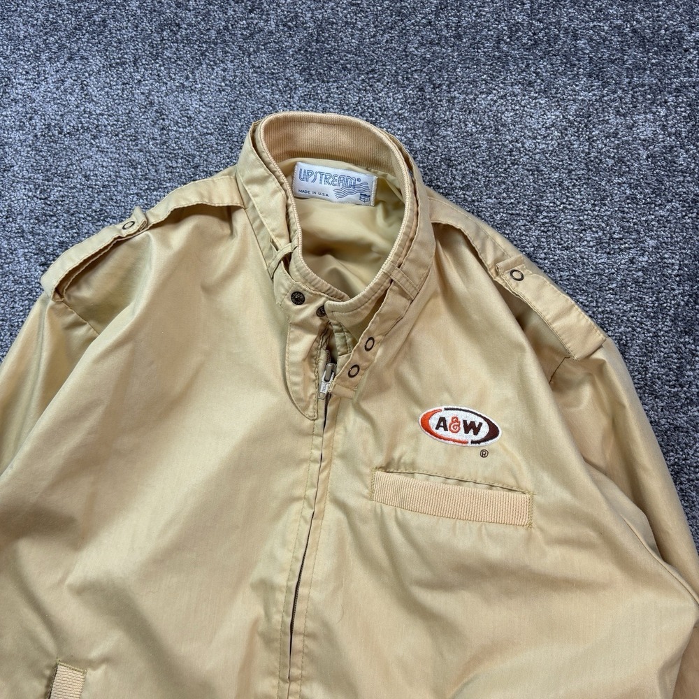 Vintage A&W Root Beer Employee Jacket Mens Large Beige Bomber Soda Fast Food - Picture 3 of 8